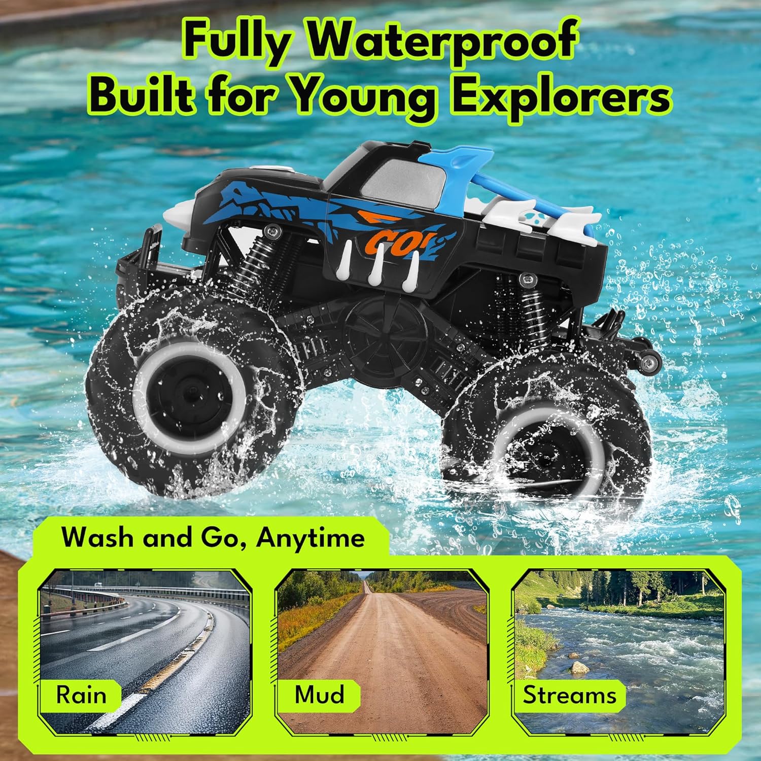 1:16 Waterproof Monster Truck Toys RC Cars Amphibious Remote Control Car Trucks 4WD All Terrain Off-Road Pickup Toy