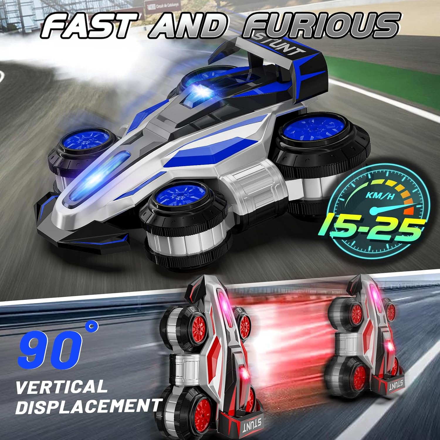 360-Degree Rotating Transforming RC Car, Birthday Gift for Boys and Girls Aged 6-16