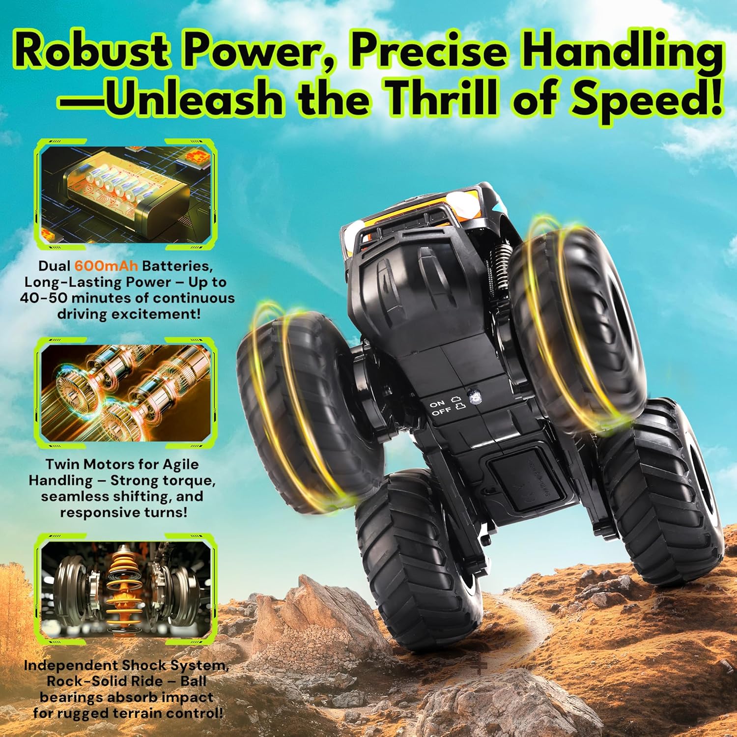 1:16 Waterproof Monster Truck Toys RC Cars Amphibious Remote Control Car Trucks 4WD All Terrain Off-Road Pickup Toy