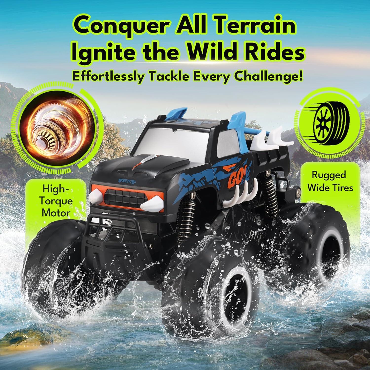 1:16 Waterproof Monster Truck Toys RC Cars Amphibious Remote Control Car Trucks 4WD All Terrain Off-Road Pickup Toy